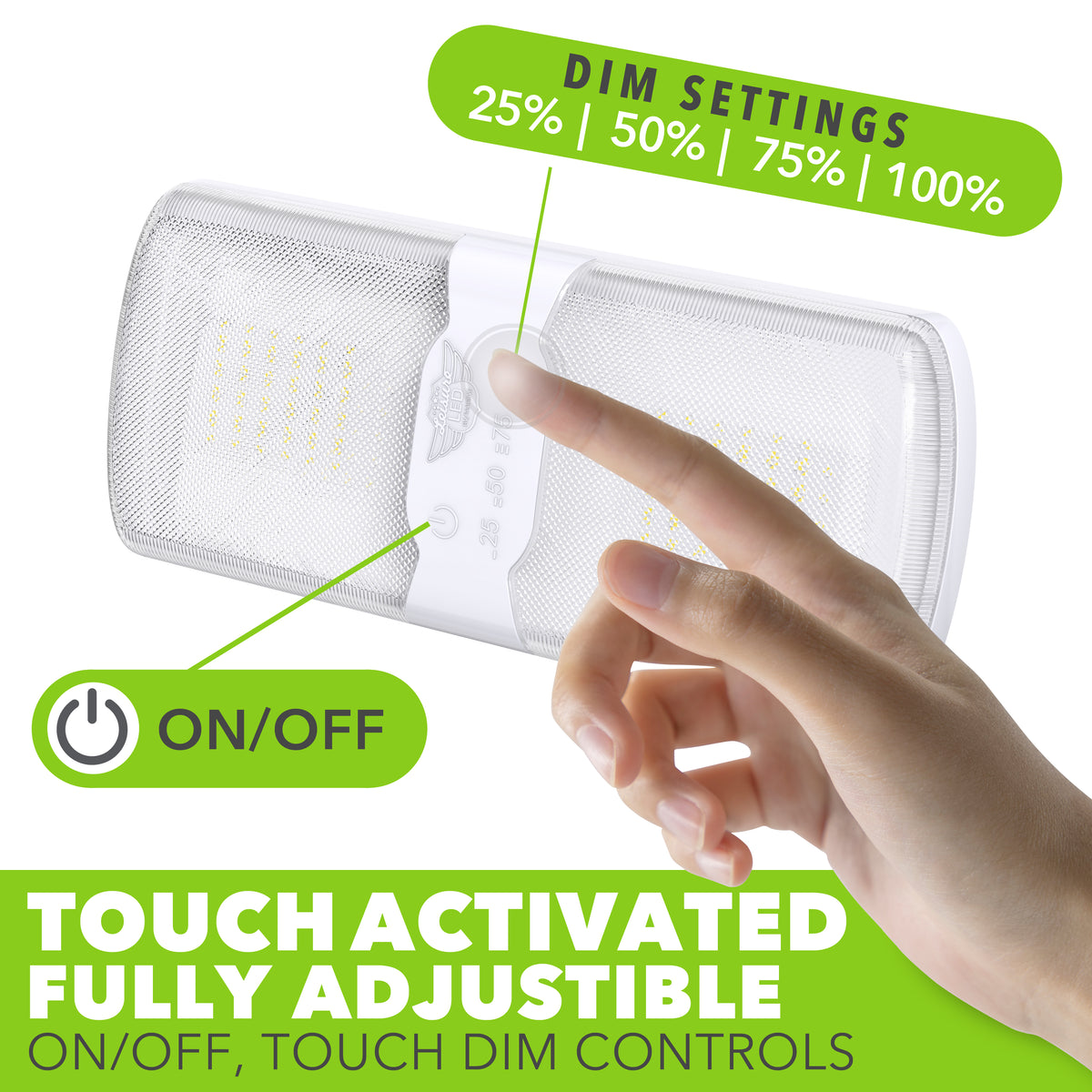 Leisure LED 12V RV LED Double Dome Light Natural White Touch Dimmer Switch Clear Lens 11 Inch (White)