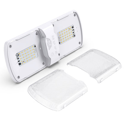 Leisure LED 12V RV LED Double Dome Light Natural White Touch Dimmer Switch Clear Lens 11 Inch (White)