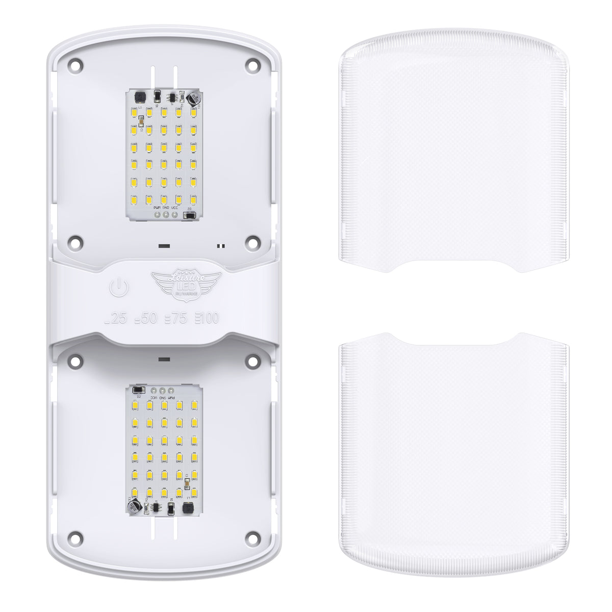 Leisure LED 12V RV LED Double Dome Light Natural White Touch Dimmer Switch Clear Lens 11 Inch (White)