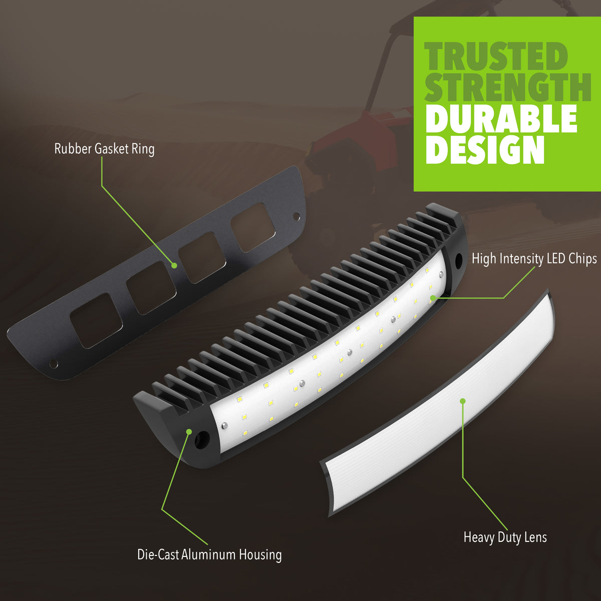 Leisure LED 12V RV Exterior LED Utility Porch Light Cool White 2500 Lumen Curved Aluminum Housing 12.2 Inch (White)