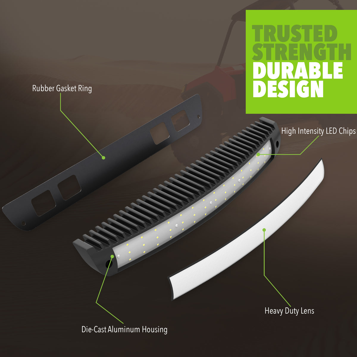 Leisure LED 12V RV Exterior LED Utility Porch Light Cool White 3500 Lumen Curved Aluminum Housing 15.4 Inch (White)