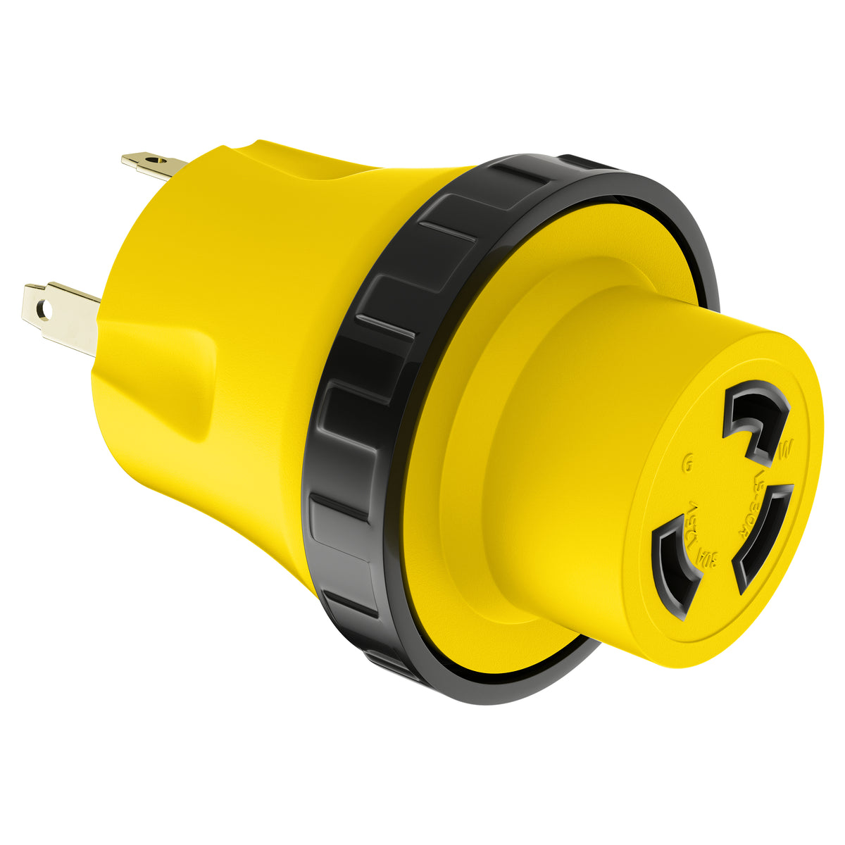 Leisure Cords 30AMP RV Electrical Adapter Twist Locking NEMA TT-30P to L5-30R 4 Inch (Yellow)