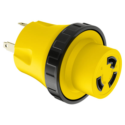 Leisure Cords 30AMP RV Electrical Adapter Twist Locking NEMA TT-30P to L5-30R 4 Inch (Yellow)