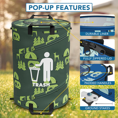 Leisure Coachworks RV Pop-Up Can Kit for 30 Gallon Recycling Bin 24 Inch x 18 Inch (Blue)
