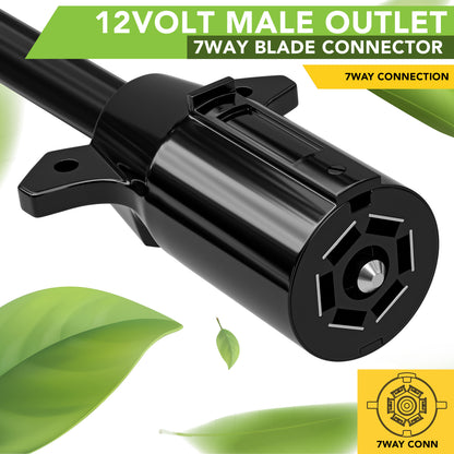 Leisure Cords 7 Way Inline Trailer Replacement 7 Pole Male Plug Splice 3 Inch (Black)