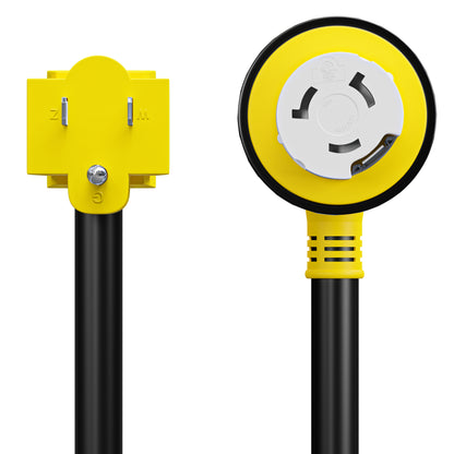 Leisure Cords 50AMP RV Dogbone Adapter Cord Twist Locking NEMA 5-15P to SS2-50R 12 Inch (Yellow)