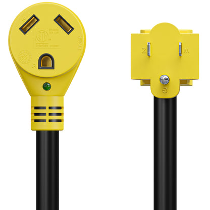 Leisure Cords 30AMP RV Dogbone Adapter Cord Standard NEMA 5-15P to TT-30R 12 Inch (Yellow)