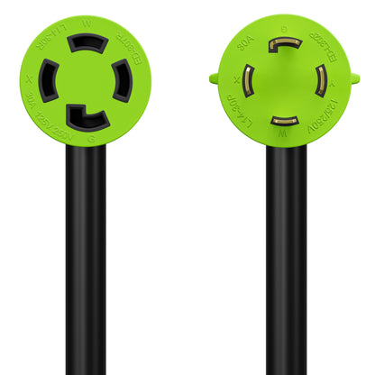 Leisure Cords 30AMP RV Generator Cord NEMA L14-30P to L14-30R 15 Foot (Green)