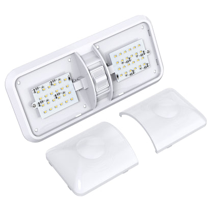 Leisure LED 12V RV LED Double Dome Light Natural White On Off Switch Frosted Lens 11 Inch (White)