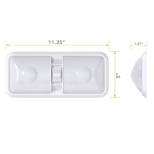 Leisure LED 12V RV LED Double Dome Light Natural White On Off Switch Frosted Lens 11 Inch (White)