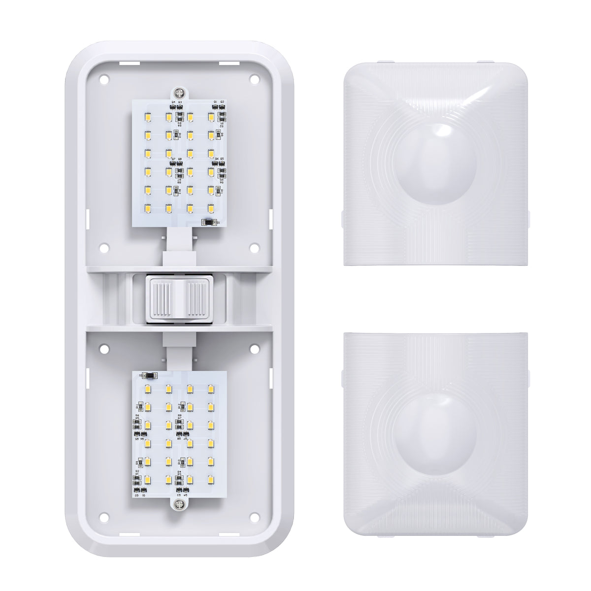 Leisure LED 12V RV LED Double Dome Light Natural White On Off Switch Frosted Lens 11 Inch (White)