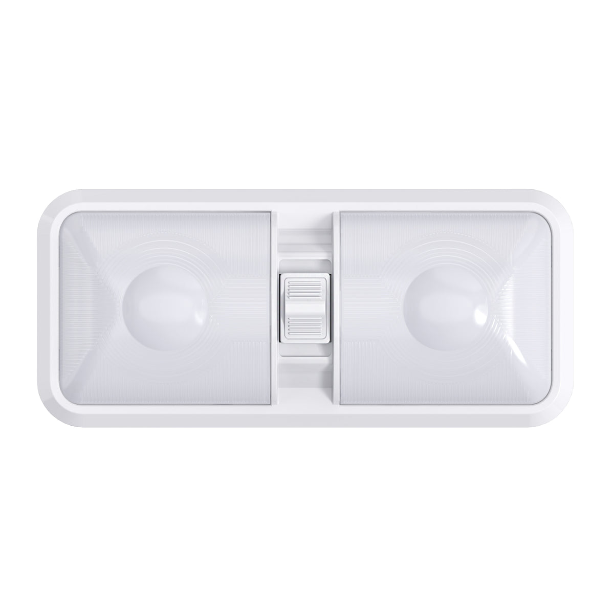Leisure LED 12V RV LED Double Dome Light Natural White On Off Switch Frosted Lens 11 Inch (White)