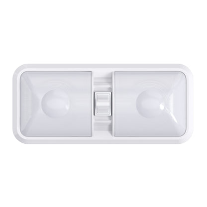 Leisure LED 12V RV LED Double Dome Light Natural White On Off Switch Frosted Lens 11 Inch (White)
