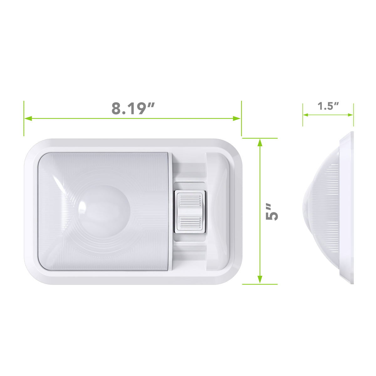 Leisure LED 12V RV LED Single Dome Light Natural White On Off Switch Frosted Lens 8 Inch (White)