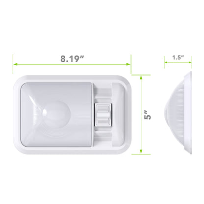 Leisure LED 12V RV LED Single Dome Light Natural White On Off Switch Frosted Lens 8 Inch (White)