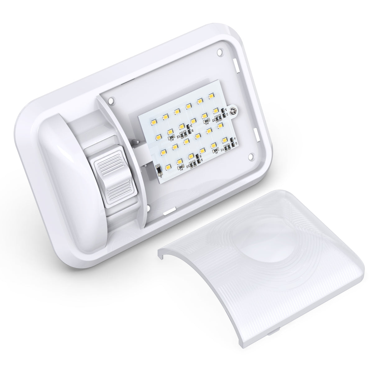 Leisure LED 12V RV LED Single Dome Light Natural White On Off Switch Frosted Lens 8 Inch (White)