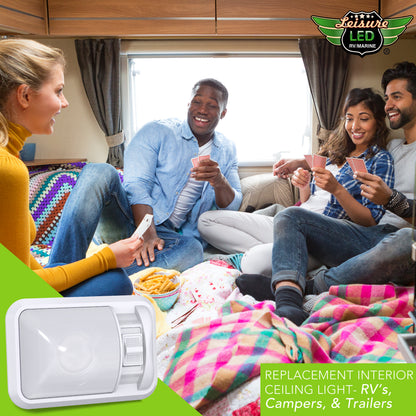 Leisure LED 12V RV LED Single Dome Light Natural White On Off Switch Frosted Lens 8 Inch (White)