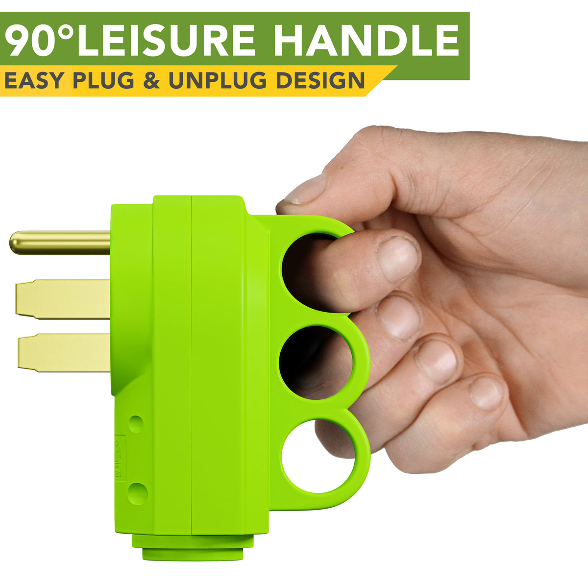 Leisure Cords 50AMP RV Replacement Plug 90 Degree Handle Standard NEMA 14-50P 4 Inch (Green)