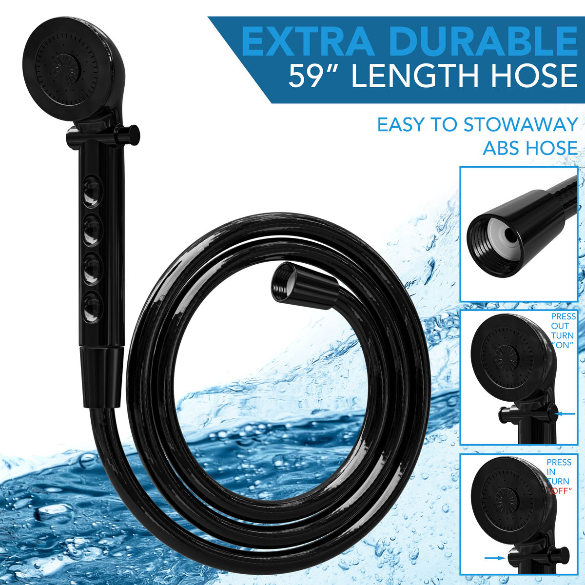 Leisure Coachworks RV Exterior Shower Box Kit for Cowboy Shower with ABS Hose 13.31 Inch x 8.41 Inch (Black)