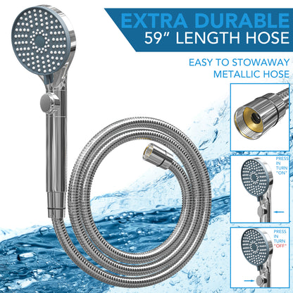 Leisure Coachworks RV Exterior Shower Head Hose Kit Replacement for Cowboy Shower Metallic Hose 10.94 Inch x 3.75 Inch (Chrome)
