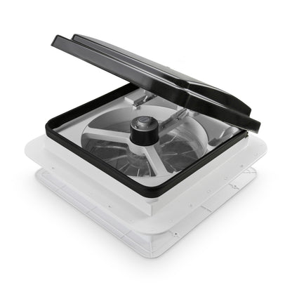 Leisure Coachworks RV Roof Vent Fan with Black Lid 11 Inch x 11 Inch (White)