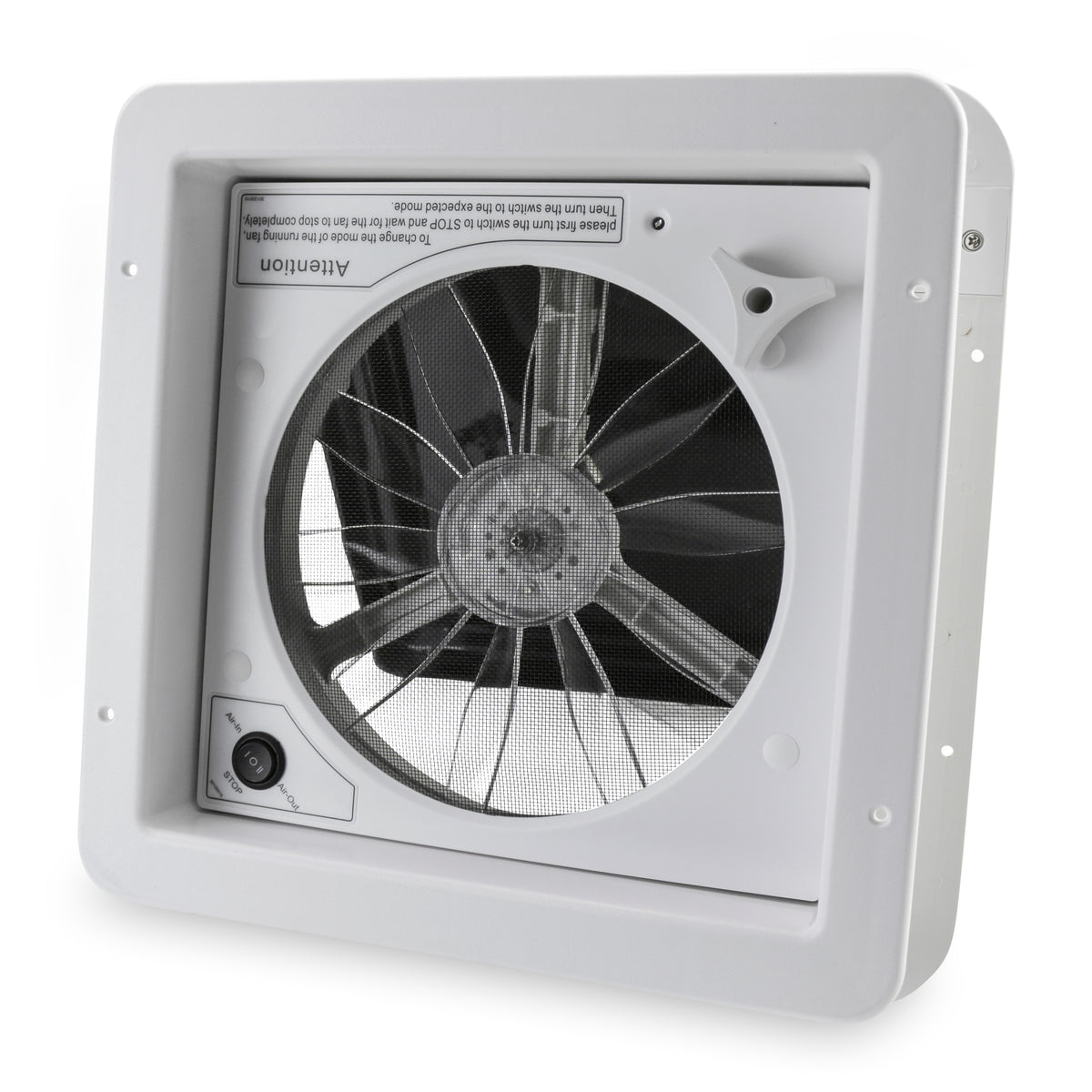 Leisure Coachworks RV Roof Vent Fan with Black Lid 11 Inch x 11 Inch (White)