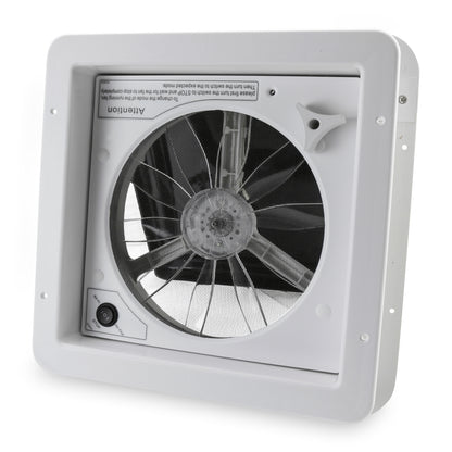 Leisure Coachworks RV Roof Vent Fan with Black Lid 11 Inch x 11 Inch (White)