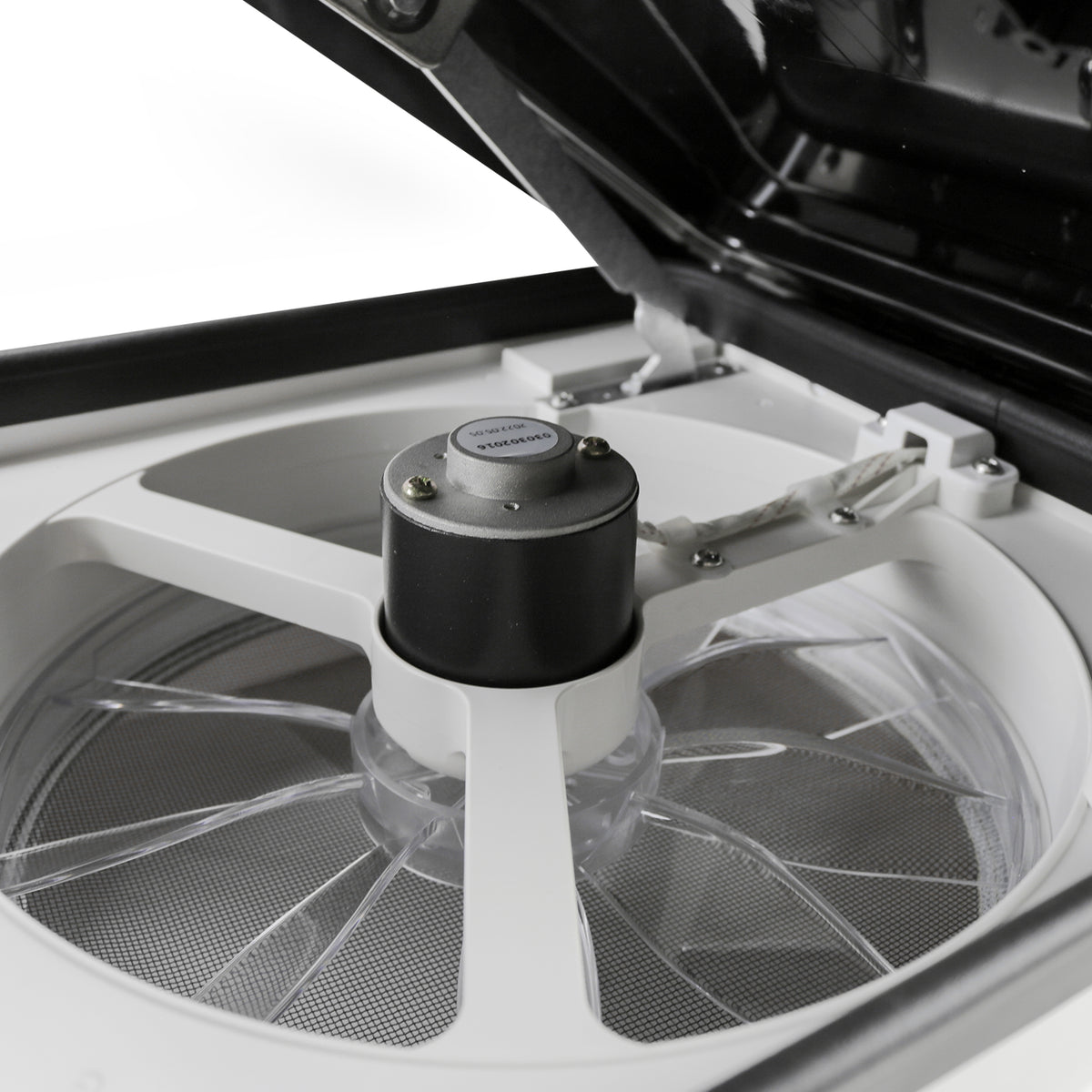 Leisure Coachworks RV Roof Vent Fan with Black Lid 11 Inch x 11 Inch (White)