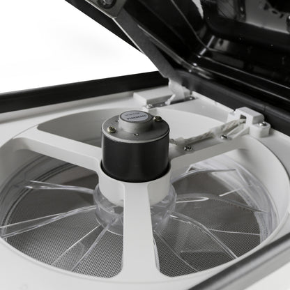 Leisure Coachworks RV Roof Vent Fan with Black Lid 11 Inch x 11 Inch (White)