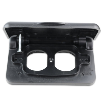 Leisure Cords 15AMP RV Power Cord Receptacle Weatherproof Cover Double 4 Inch x 3 Inch (Black)
