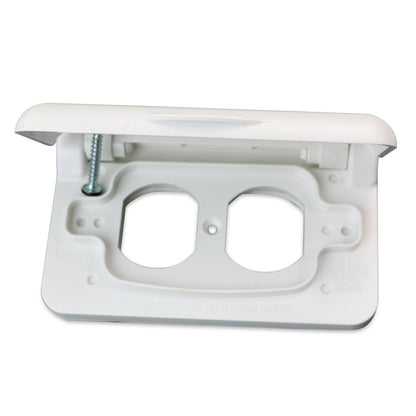 Leisure Cords 15AMP RV Power Cord Receptacle Weatherproof Cover Double 4 Inch x 3 Inch (White)