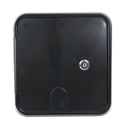 Leisure Cords RV Power Cord Utility Hatch Weatherproof Rectangle Door 6.88 Inch x 6.38 Inch (Black)