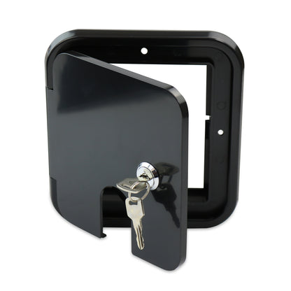 Leisure Cords RV Power Cord Utility Hatch Weatherproof Rectangle Door 6.5 Inch x 6 Inch (Black)
