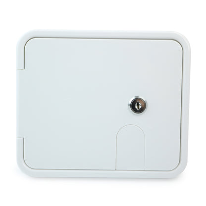 Leisure Cords RV Power Cord Utility Hatch Weatherproof Rectangle Door 7.63 Inch x 6.5 Inch (White)