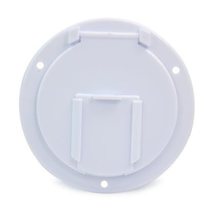 Leisure Cords RV Power Cord Utility Hatch Weatherproof Round Door 4.6 Inch x 2.6 Inch (White)