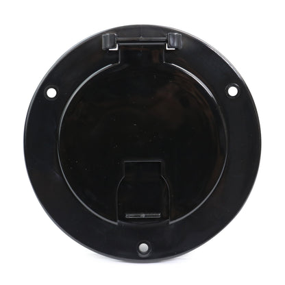 Leisure Cords RV Power Cord Utility Hatch Weatherproof Round Door 5.13 Inch x 2.38 Inch (Black)