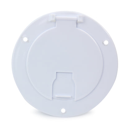 Leisure Cords RV Power Cord Utility Hatch Weatherproof Round Door 5.13 Inch x 2.38 Inch (White)