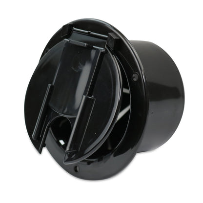 Leisure Cords RV Power Cord Utility Hatch Weatherproof Round Door 4.6 Inch x 2.6 Inch (Black)