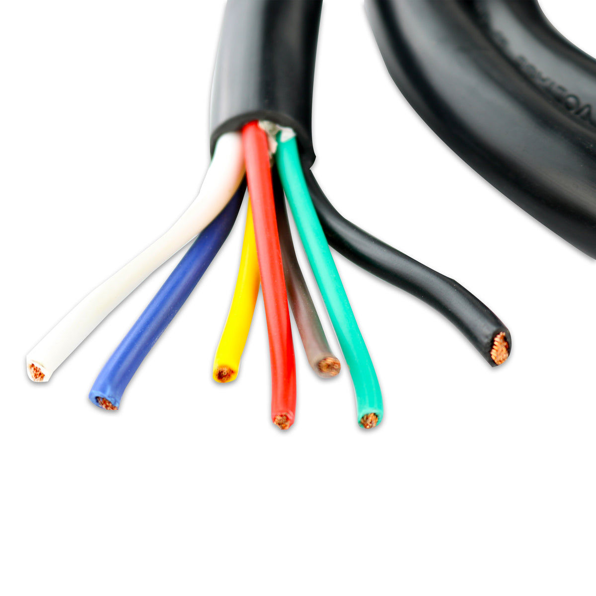 Leisure Cords 7 Way Inline Trailer Plug Extension Cord Junction Box 6 Feet (Black)