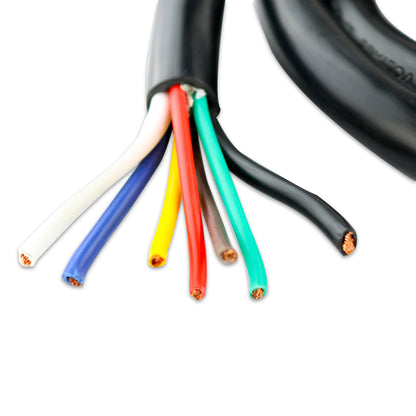 Leisure Cords 7 Way Inline Trailer Plug Extension Cord Junction Box 6 Feet (Black)