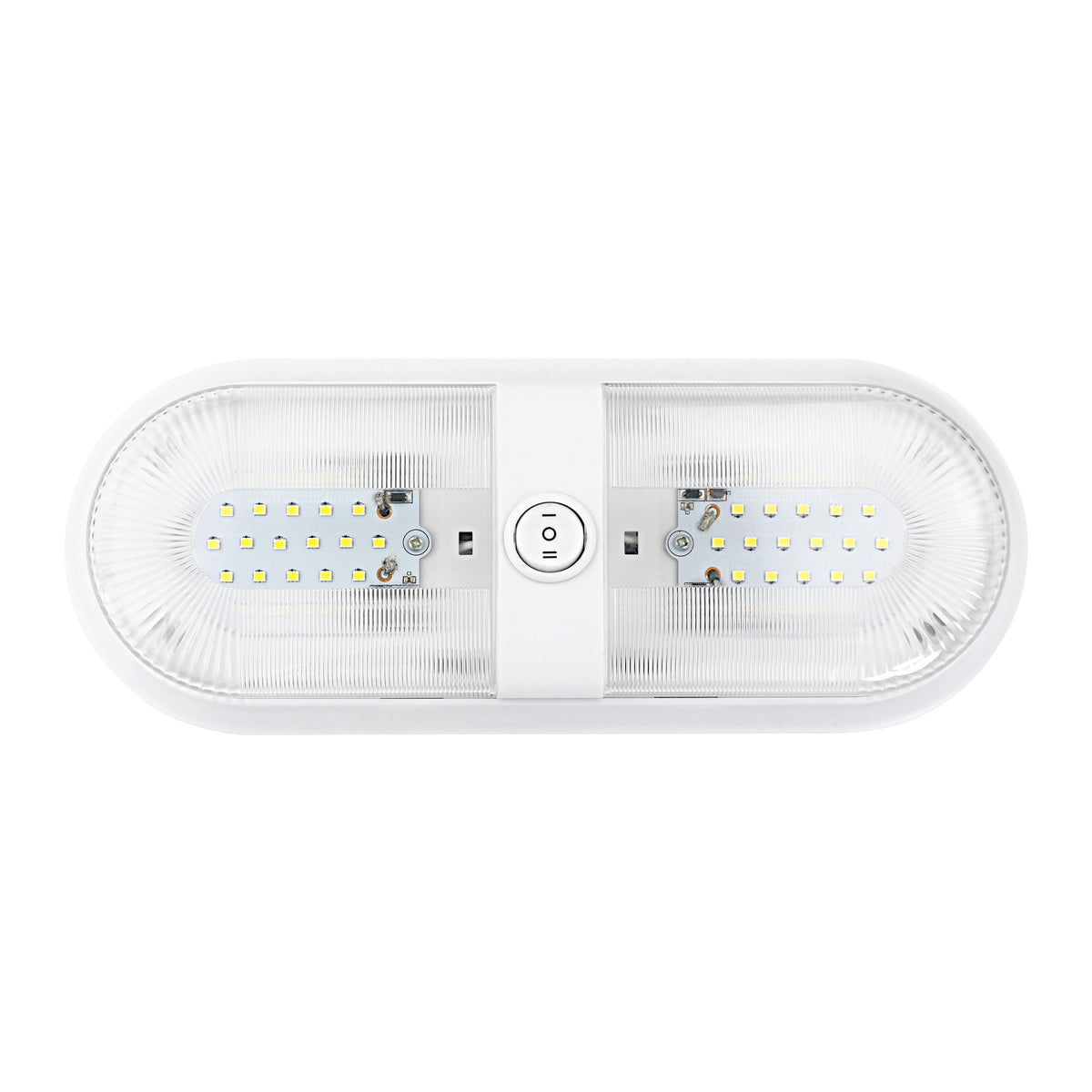 Leisure LED 12V RV LED Double Dome Light Oval Natural White On Off Switch Clear Lens 11 Inch (White)