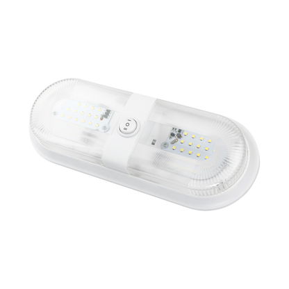 Leisure LED 12V RV LED Double Dome Light Oval Natural White On Off Switch Clear Lens 11 Inch (White)