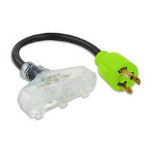 Leisure Cords 30AMP RV Dogbone Adapter Cord Generator Tri-Outlet NEMA L5-30P to 5-15R 18 Inch (Green)