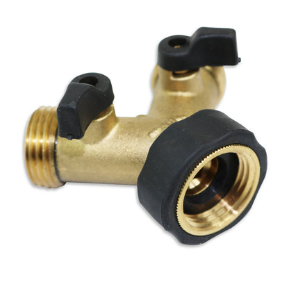Leisure Coachworks RV Y Valve Adapter for 3/4 Inch Water Intake Fitting 2 Way Solid Brass (Brass)
