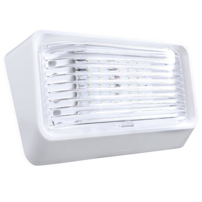 Leisure LED 12V RV Exterior LED Porch Light Cool White with Amber Lens Night Sensor 6 Inch (White)