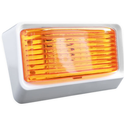 Leisure LED 12V RV Exterior LED Porch Light Cool White with Amber Lens Night Sensor 6 Inch (White)