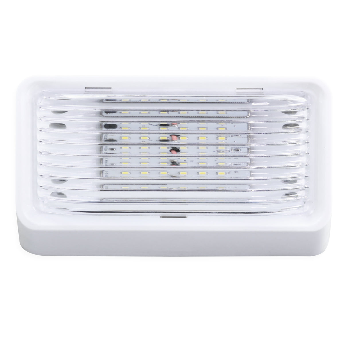 Leisure LED 12V RV Exterior LED Porch Light Cool White with Amber Lens Night Sensor 6 Inch (White)