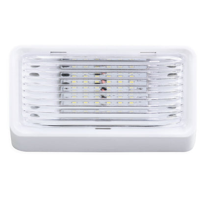 Leisure LED 12V RV Exterior LED Porch Light Cool White with Amber Lens Night Sensor 6 Inch (White)