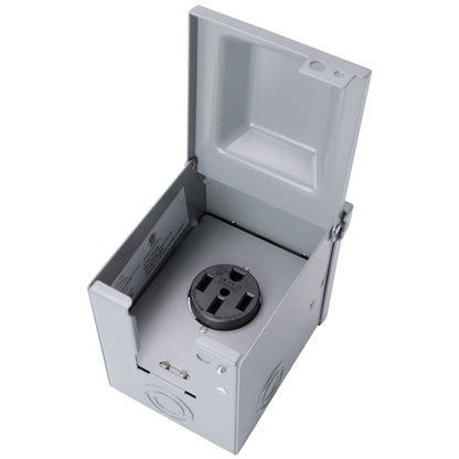 Leisure Cords 50AMP RV Generator Power Inlet Box NEMA 14-50R 5 Inch (Grey)