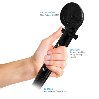 Leisure Coachworks RV Exterior Shower Head Hose Kit Replacement for Cowboy Shower ABS Hose 7.83 Inch x 2.25 Inch (Black)